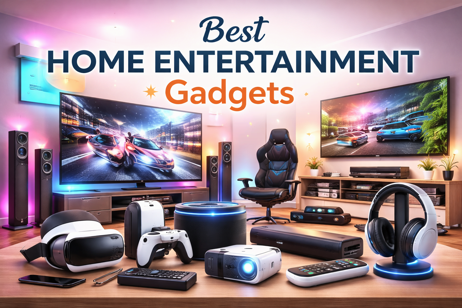 image showcasing the best home entertainment gadgets